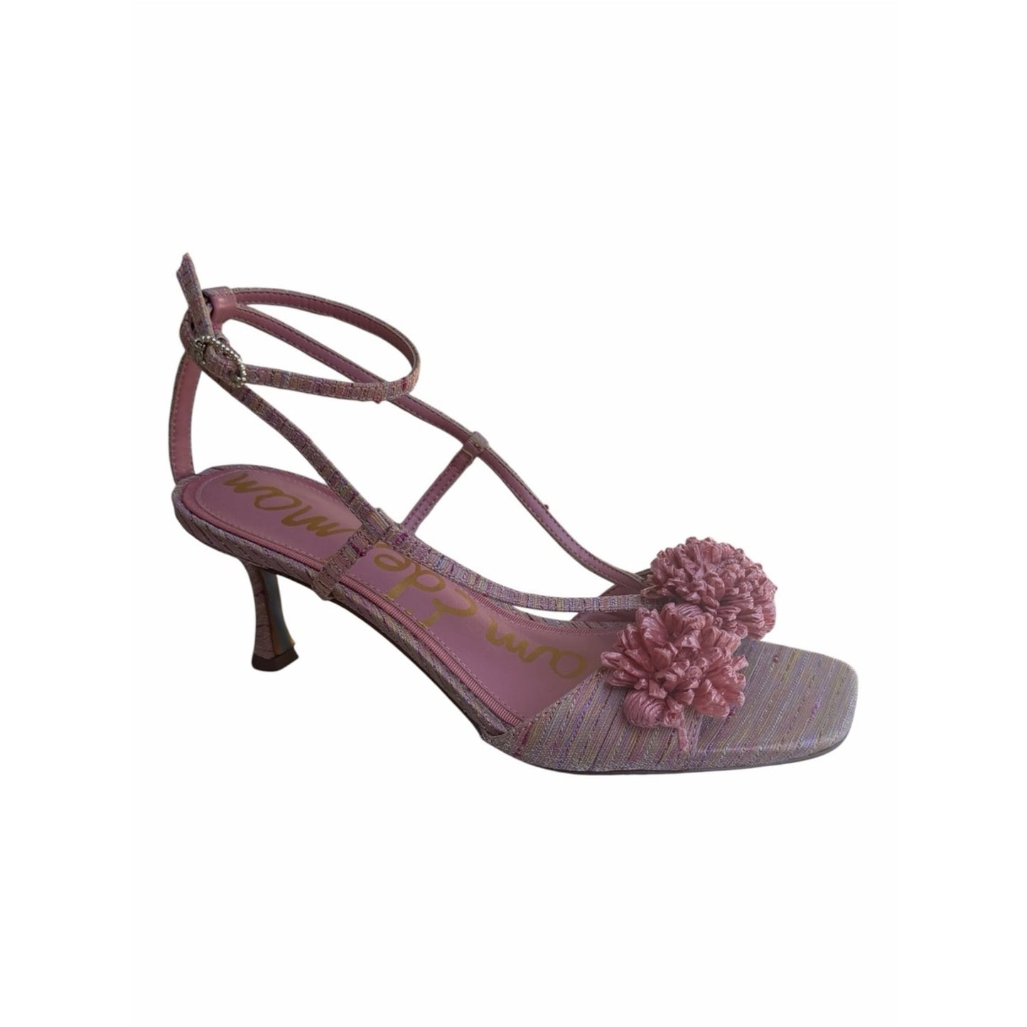 Sam Edelman Phoebe Pink Stripe Floral Heeled Sandals Size 7 New With Box