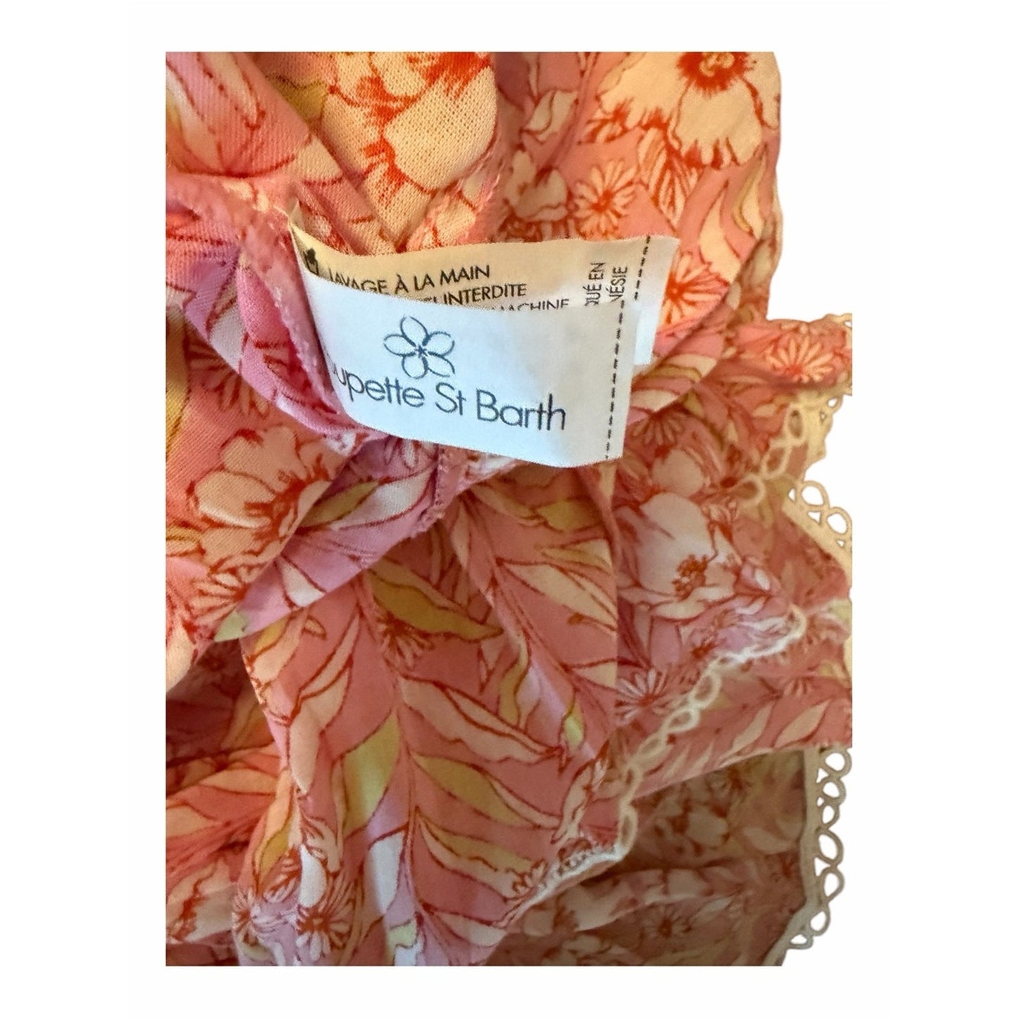 Poupette St. Barth Bruna V Mini Dress – Pink Garland Flowers – Size Large