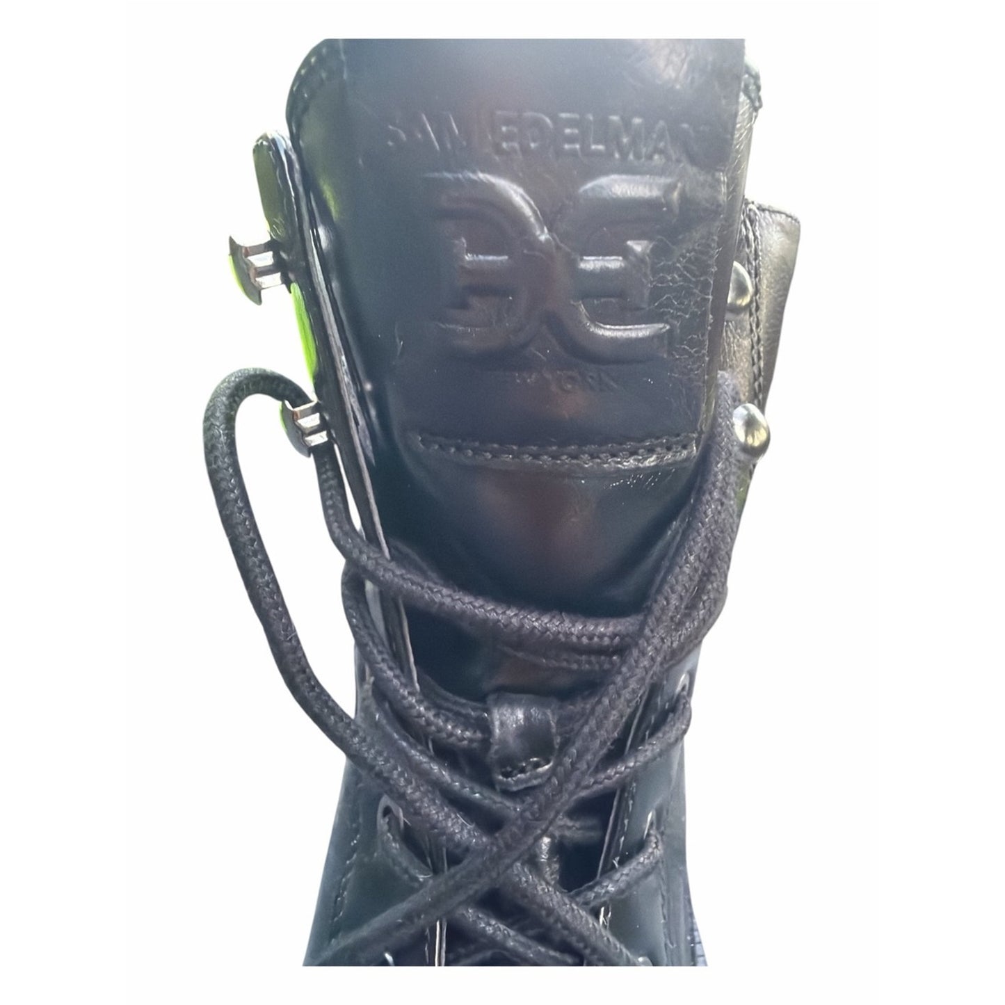 Sam Edelman Elliott Black Leather Platform Combat Boots Lug Sole NIB Size 8