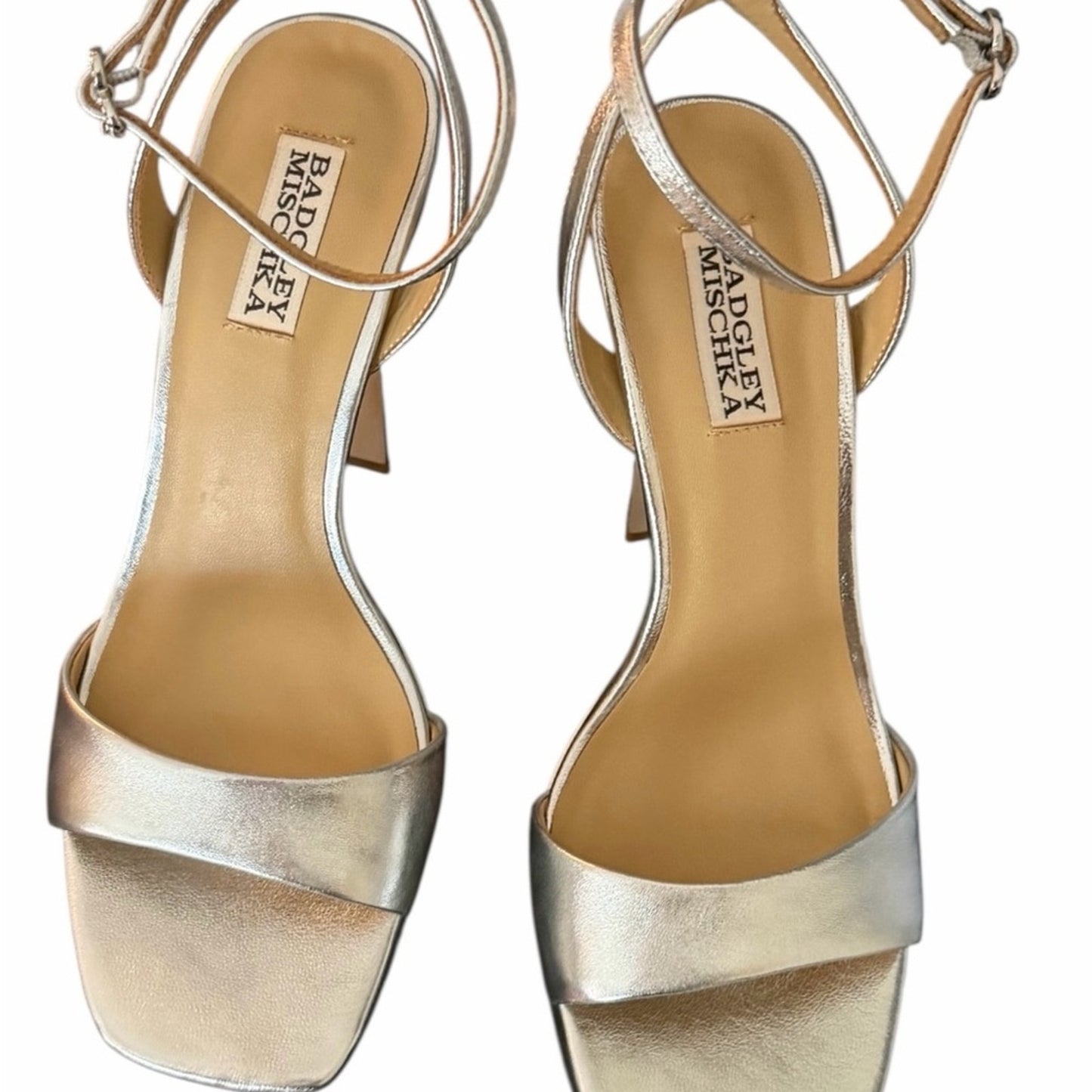 Badgley Mischka Caia Platform Heels 8.5 Silver Metallic NIB - Prom Wedding