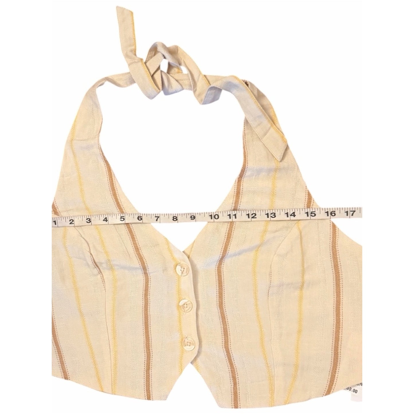 L*Space Beach House Vest NWT Medium Backless Halter Linen Blend Tie Crop Top