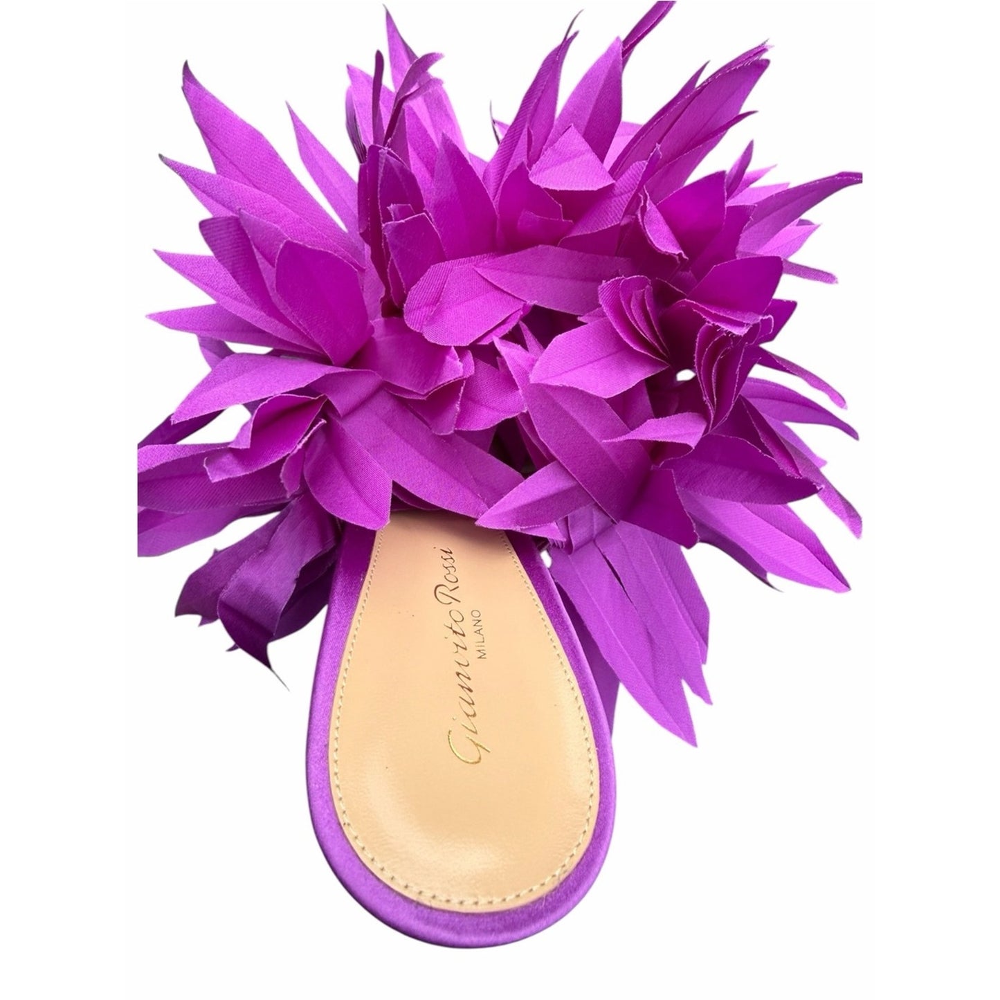 Gianvito Rossi Daniah Orchid Floral Satin Mules Size 39 NIB