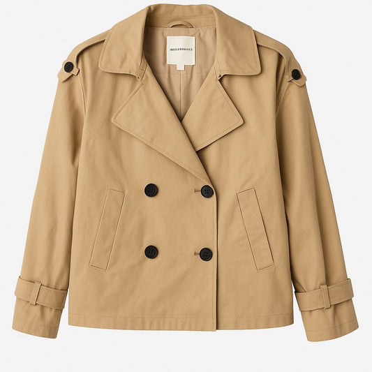 New Avec Les Filles Cropped Trench Coat Khaki Women’s Size L