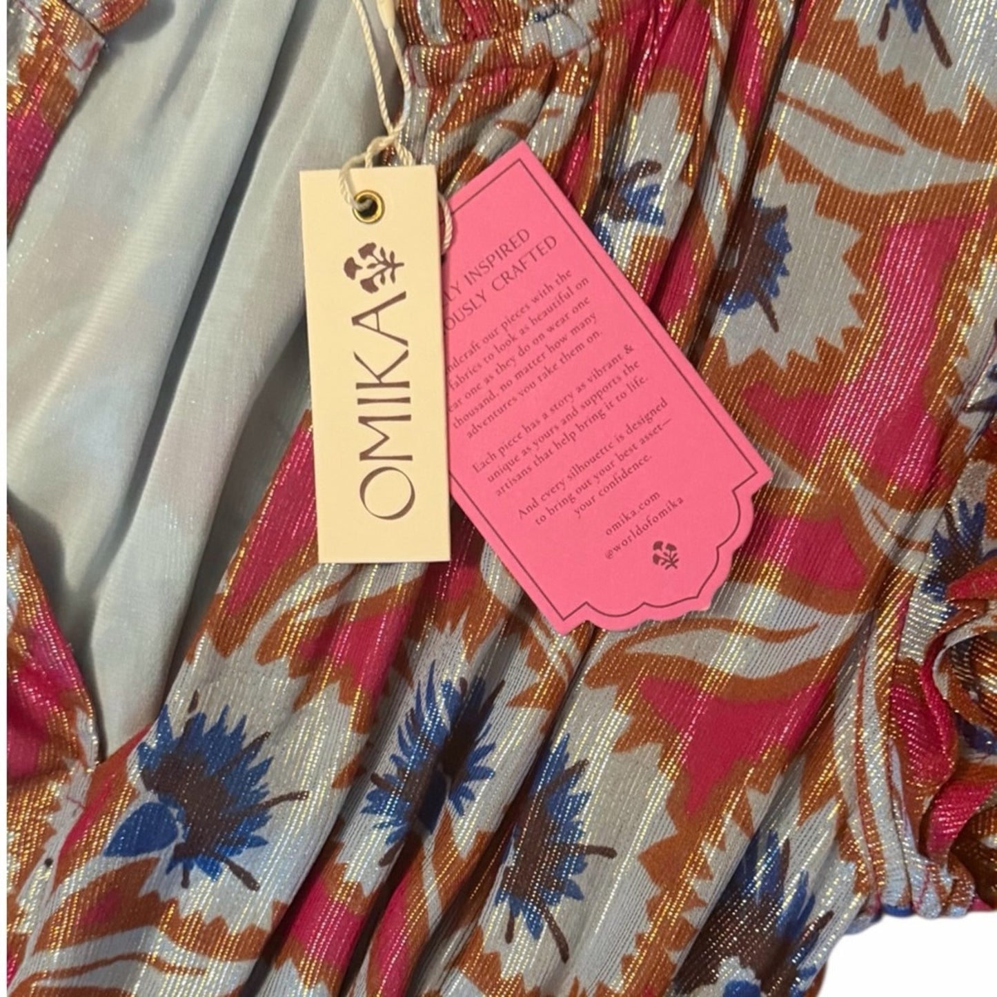 Omika Metallic Floral Midi Maxi Dress NWT Anthropologie Boho Small
