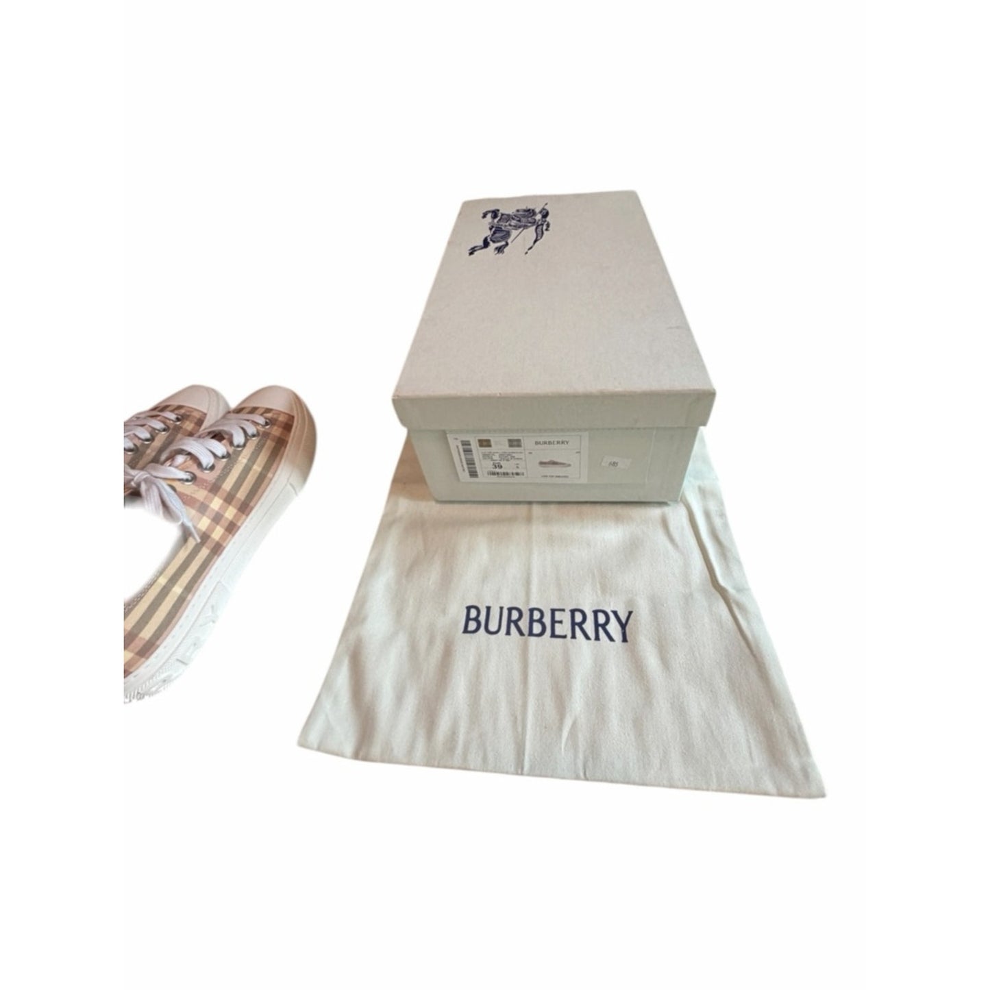 Burberry Vintage Check Jack Low Top Sneakers Size 39 w/ Logo Sole -Dust Bag NIB