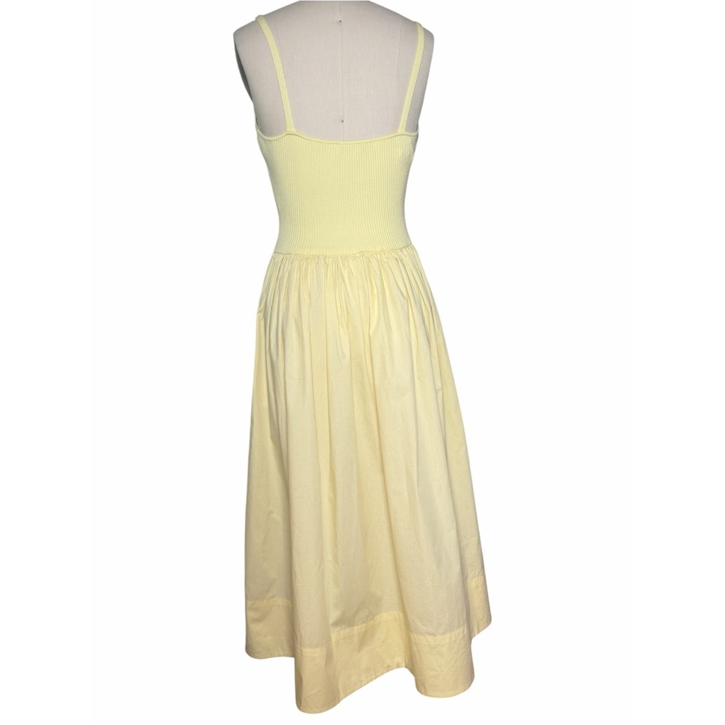 Torn by Ronny Kobo Monica Dress Lemon Butter Rib Knit Poplin Midi Dress NWT Size M