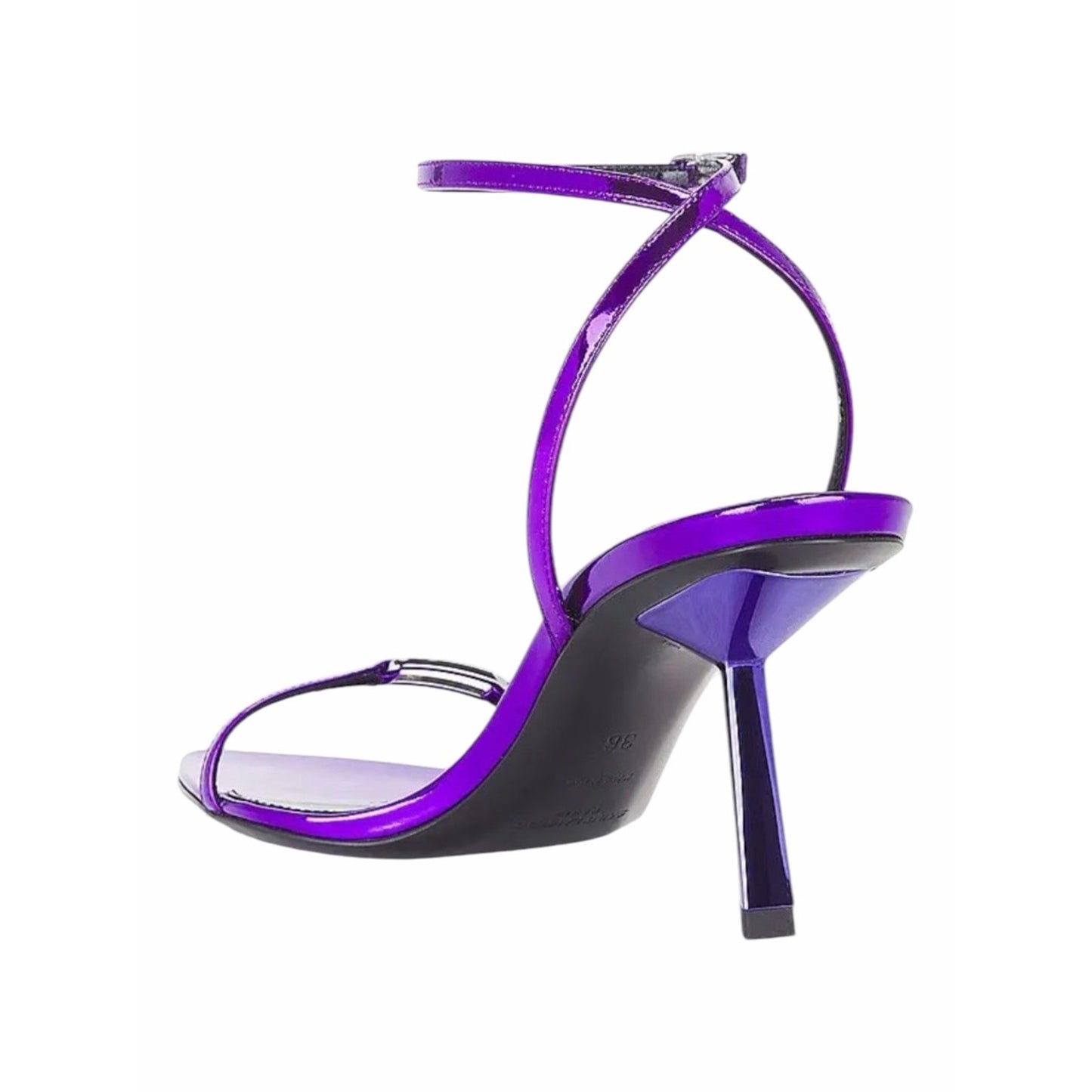 Saint Laurent Kitty 75 Metallic Plum Violet Sandals Heels 38.5 NIB