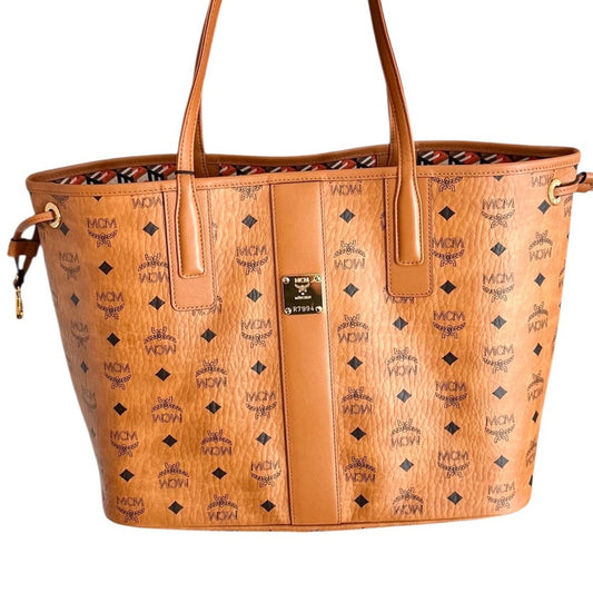 MCM Large Visetos 2 in 1 Reversible Tote Cognac Brown | New With Tags | Shoulder Bag