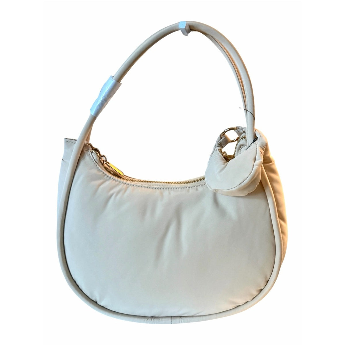 Nylon Puffer Bag -Hobo- Crescent Shoulder Bag Cold Cream NWT