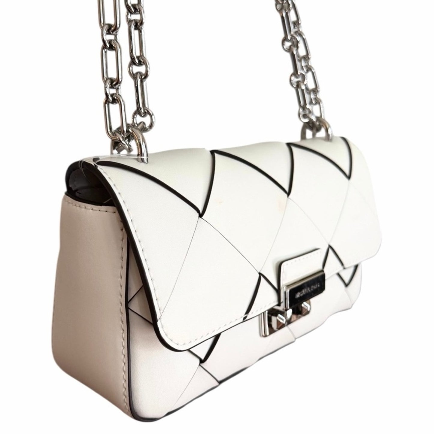 Michael Kors Tribeca Leather Convertible Chain Shoulder Crossbody Bag White