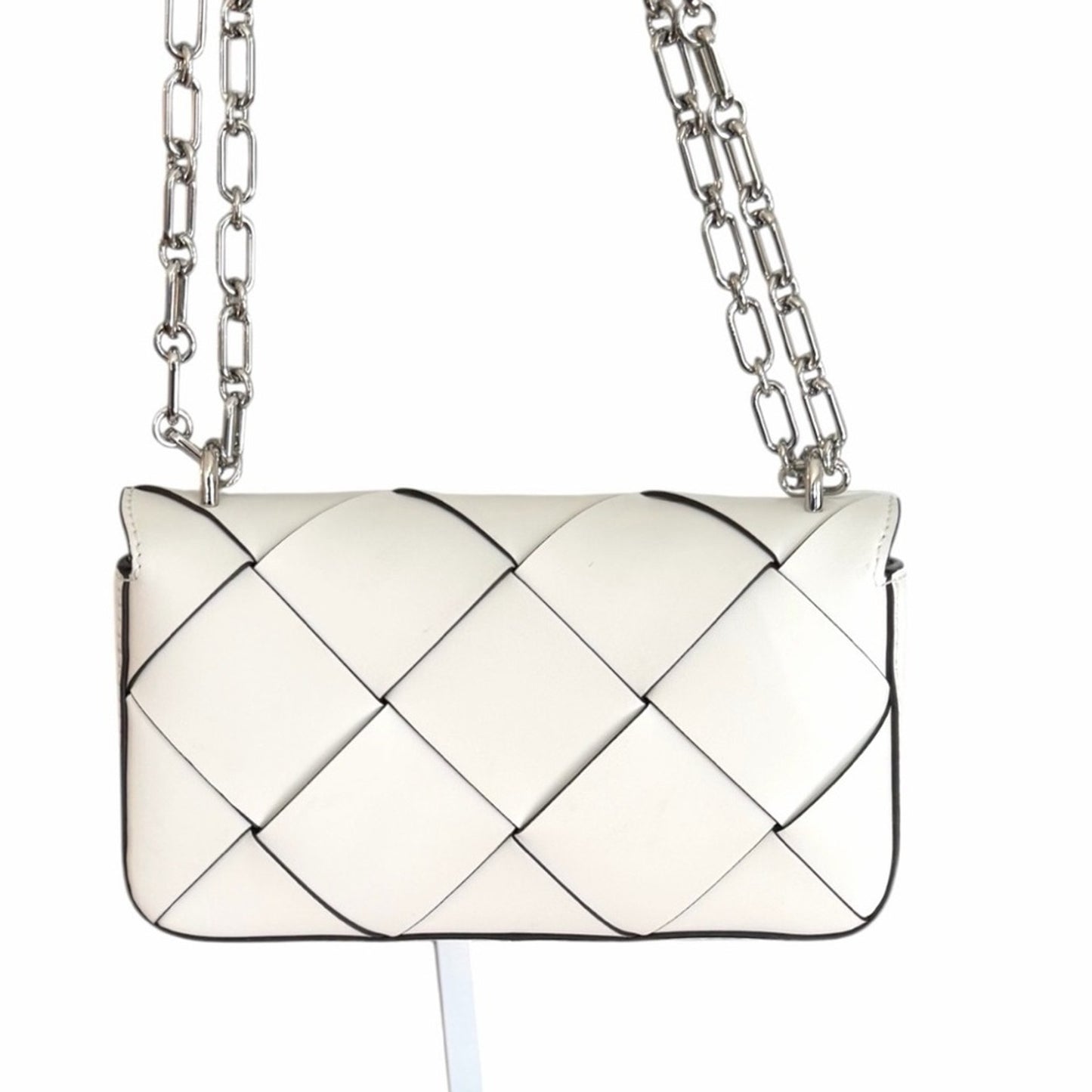 Michael Kors Tribeca Leather Convertible Chain Shoulder Crossbody Bag White