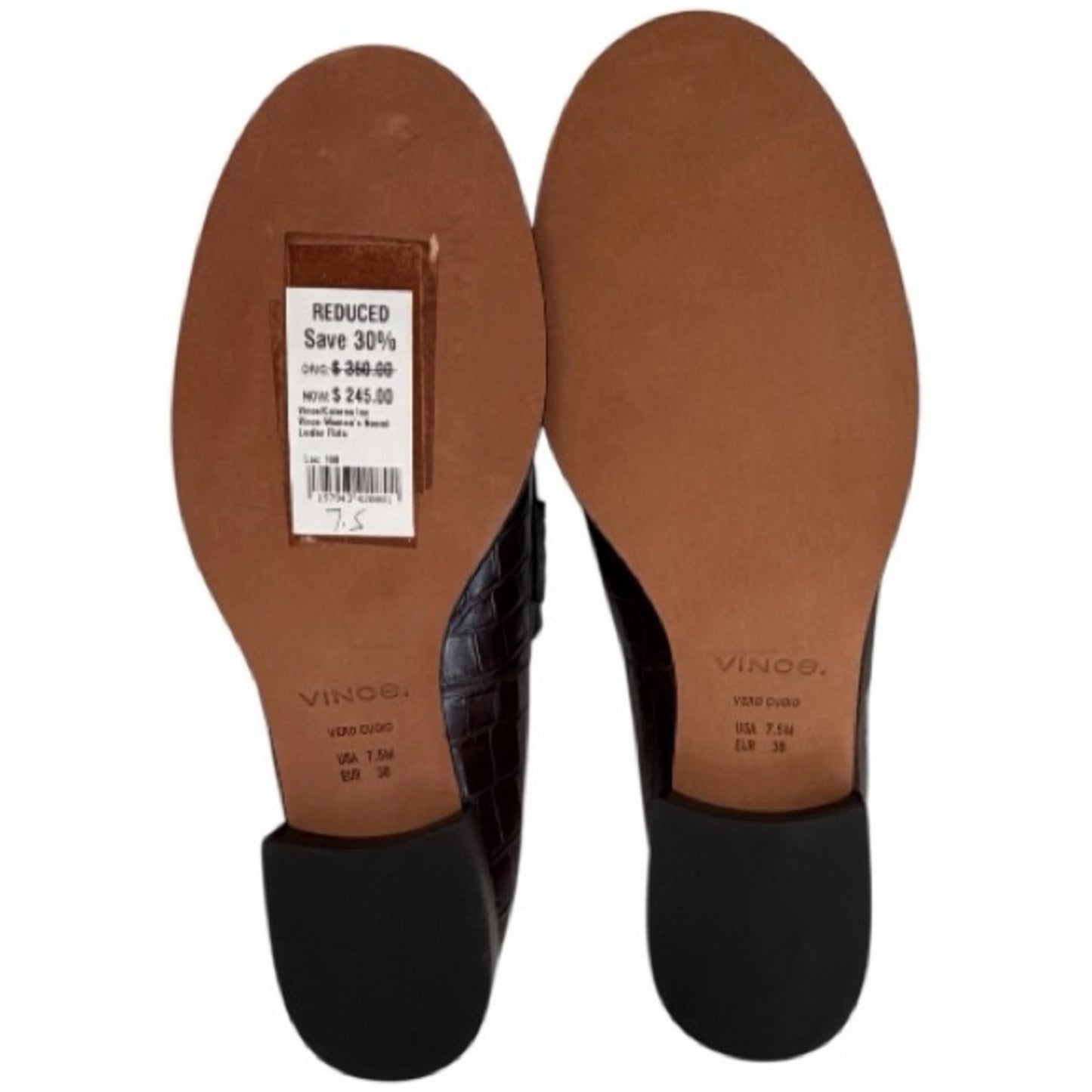 Vince Naomi Cacao Brown Croc-Embossed Leather Loafers |NIB | 7.5 | Made in Italy
