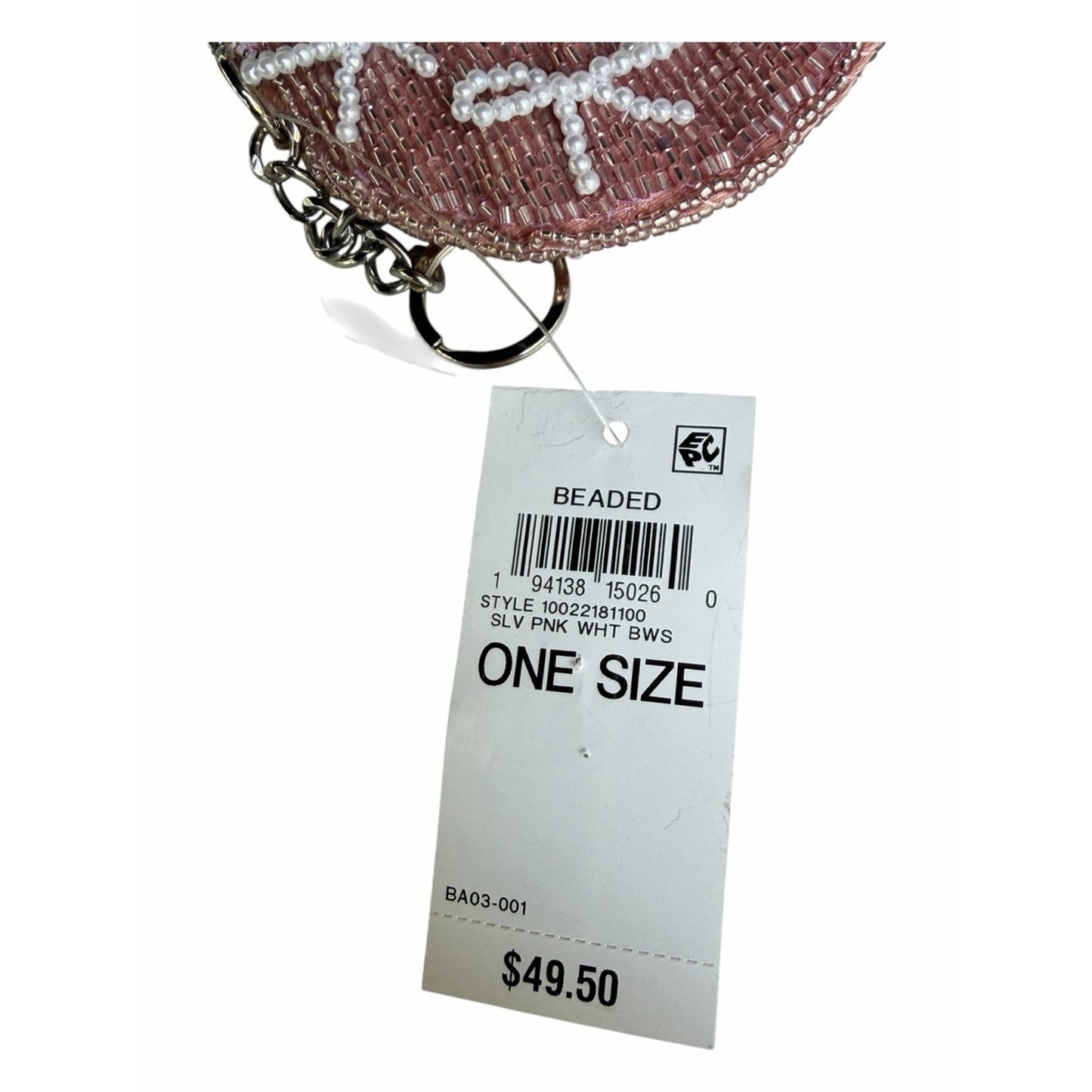 Coquette Pink Beaded Bow Coin Purse Bag Charm Keychain NWT