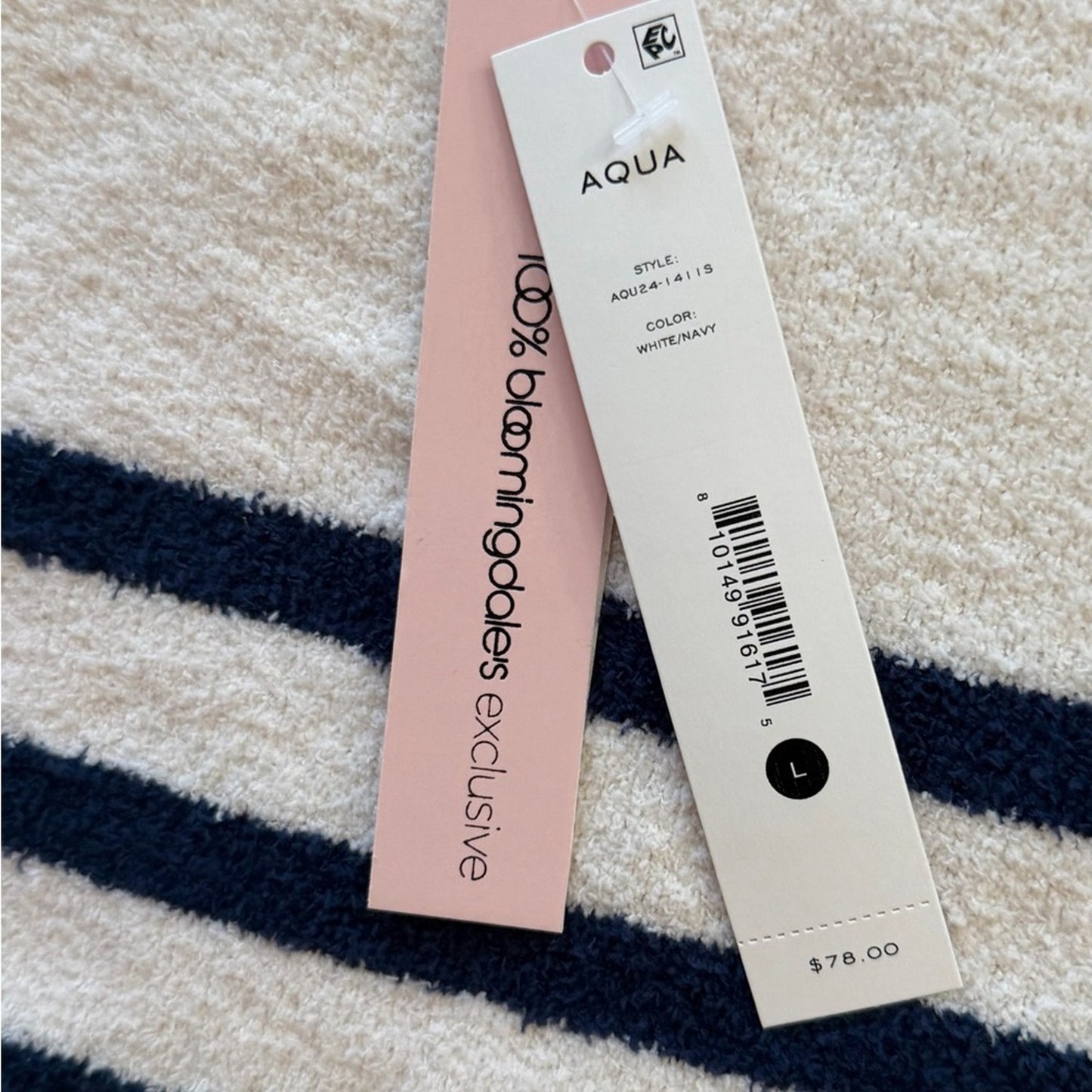 AQUA Navy & Cream Striped Crewneck Sweater | Bloomingdale’s Exclusive Women’s L