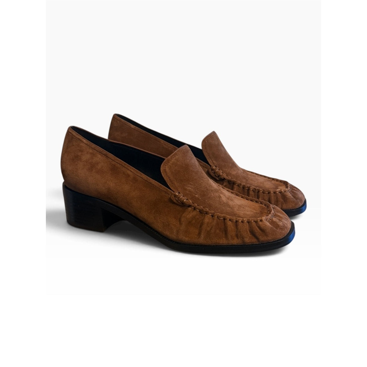 Vince Larose Suede Heeled Loafers Elm Wood Brown Women’s Size 10 NIB