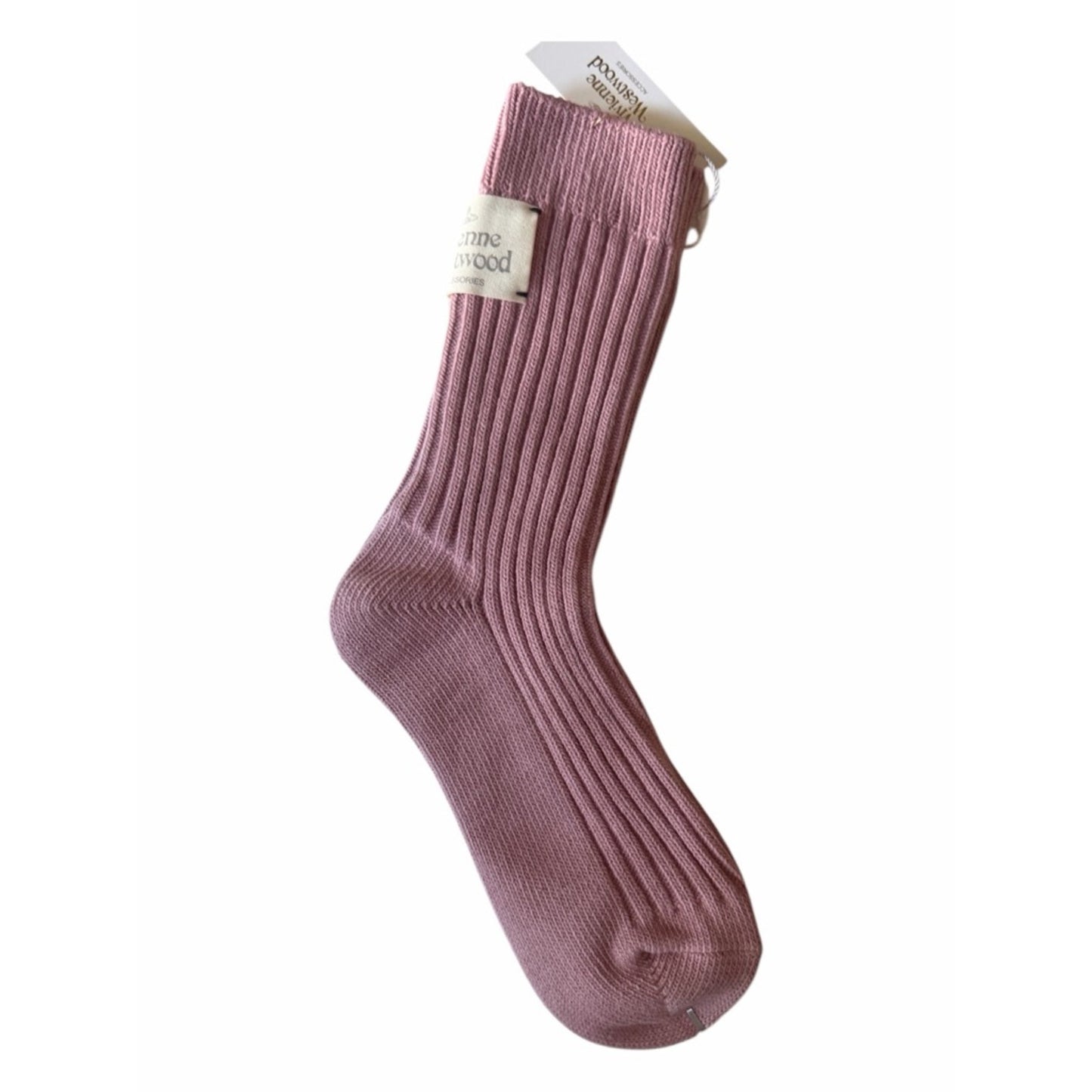 Vivienne Westwood Ribbed Crew Socks NWT Designer Mauve Women’s Socks Size 6-8.5
