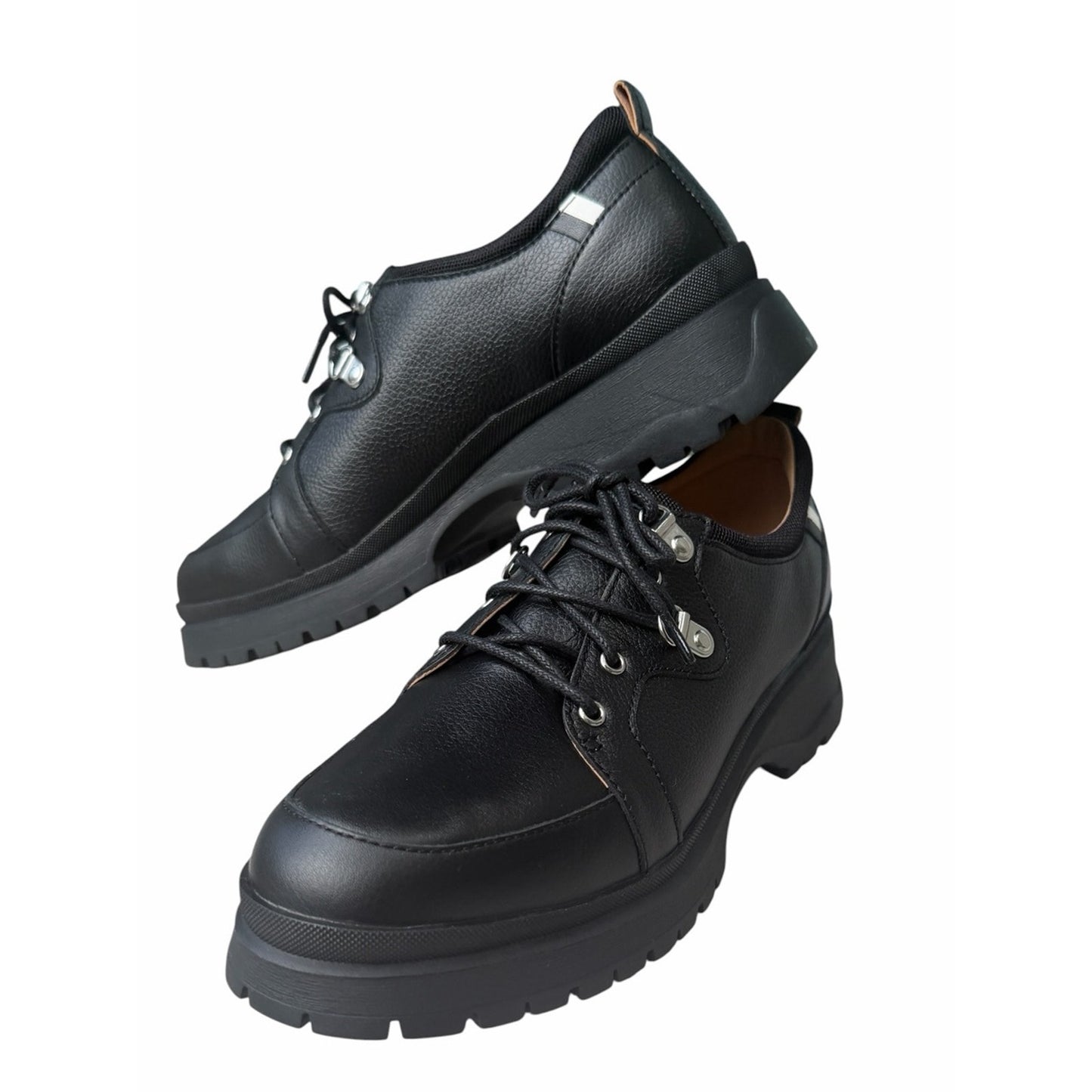 Paolo Rielo-L Black Leather Lug Sole Oxfords NIB Women’s 9M