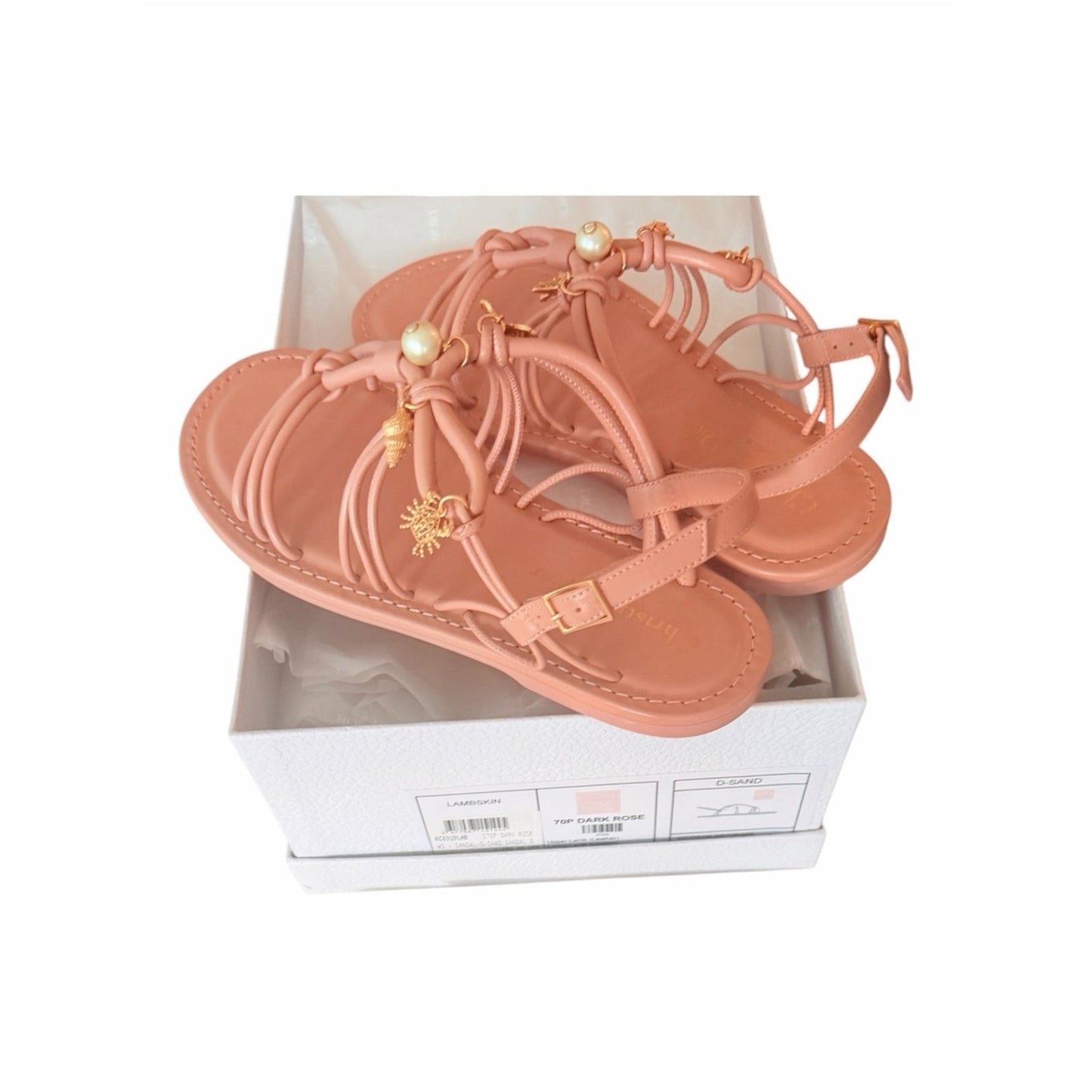Christian Dior Lambskin Charm Sandals Dark Rose 35.5 NIB