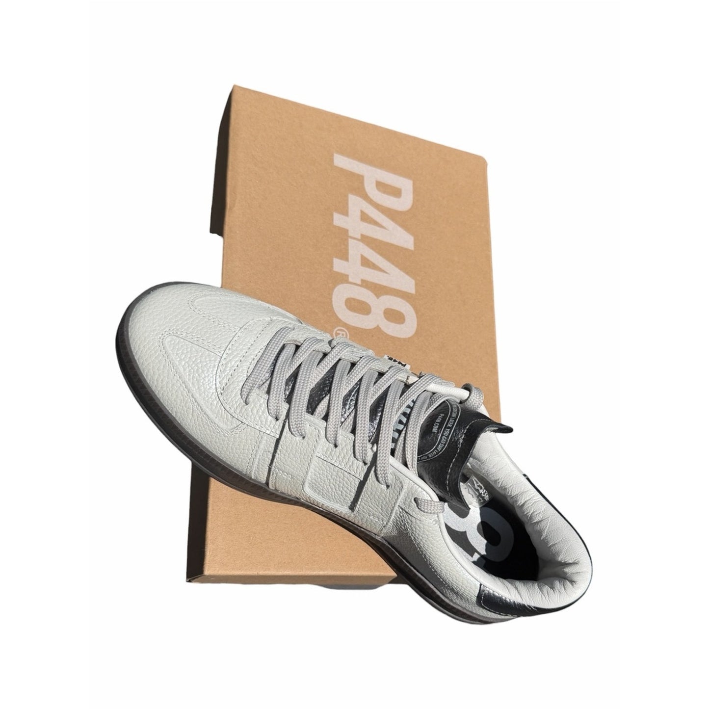 P448 Monza Metal White Sneakers Size 40 NIB Leather Silver Accent From Portugal
