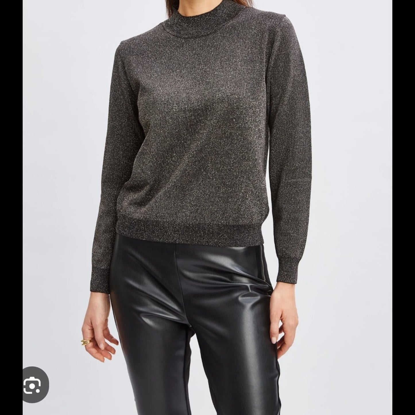 Elie Tahari Black Sparkle Turtleneck Sweater Size L  NWT