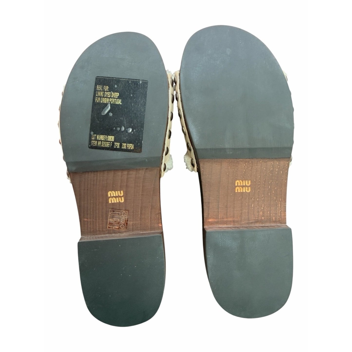 Miu Miu Suede Shearling Wooden Clog Slide Sandals Deserto 41 NIB