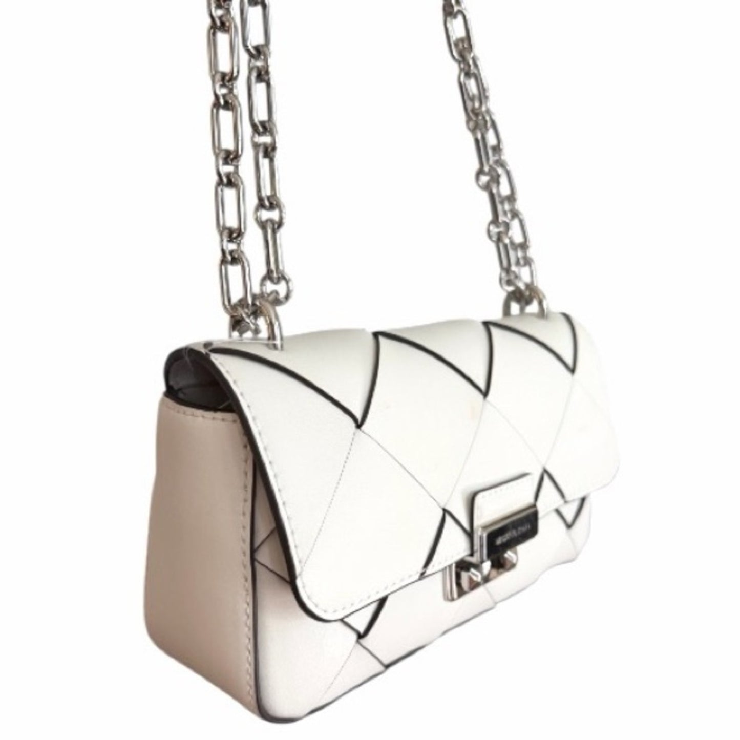 Michael Kors Tribeca Leather Convertible Chain Shoulder Crossbody Bag White