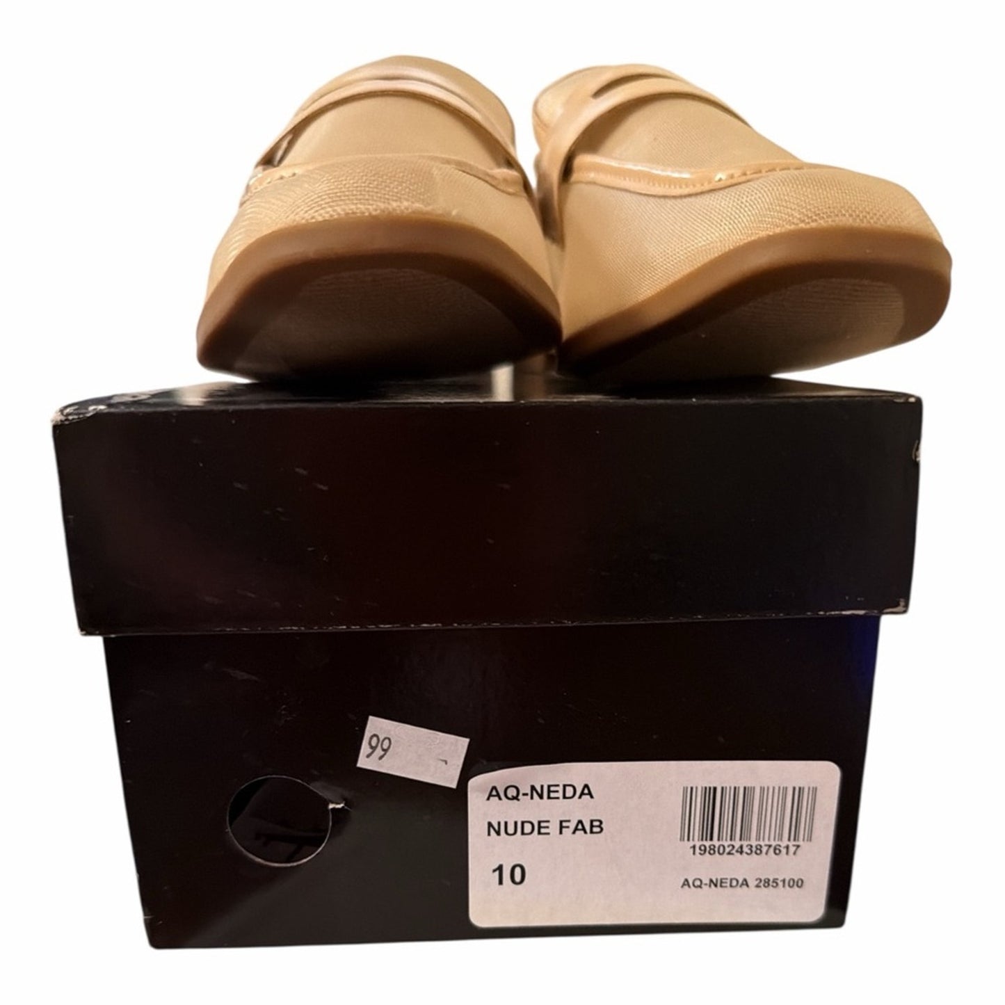 AQUA Neda Nude Loafers Size 10  Classic Academia Quiet Luxury Summer Flats