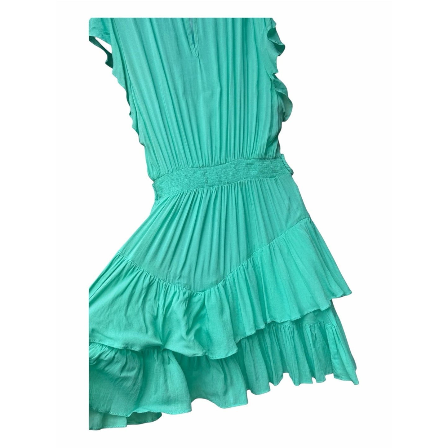 Poupette St Barth Genny Mini Dress Mint Green Ruffle Resort & FeminineNWT Size L