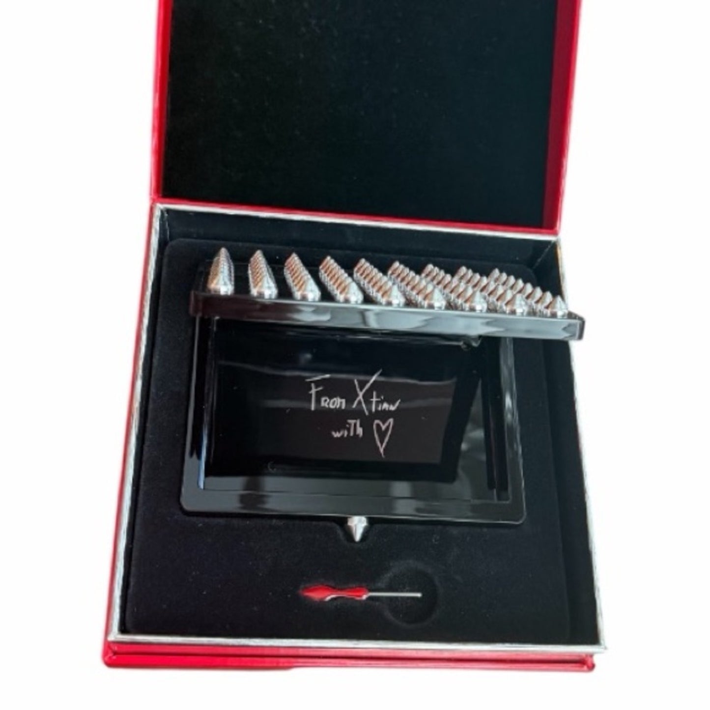 Christian Louboutin Black  & Silver Studded Case NWB & Key NWB