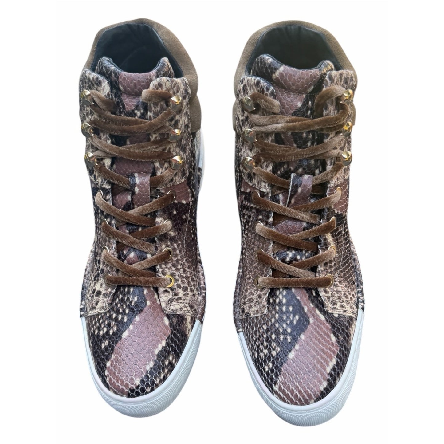 Cecelia NY Silow Snake Print High Top Y2K vibe Sneakers Velvet Laces NIB Size 8