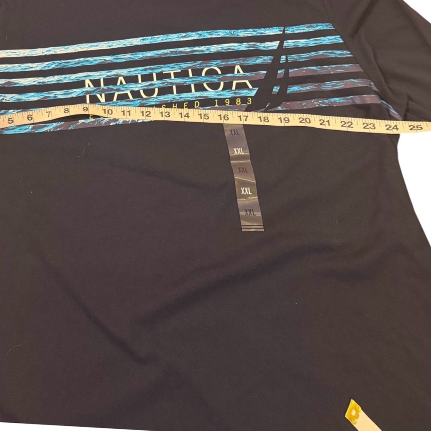 Men's New Nautica XXL Long Sleeve Graphic Tee Navy Blue