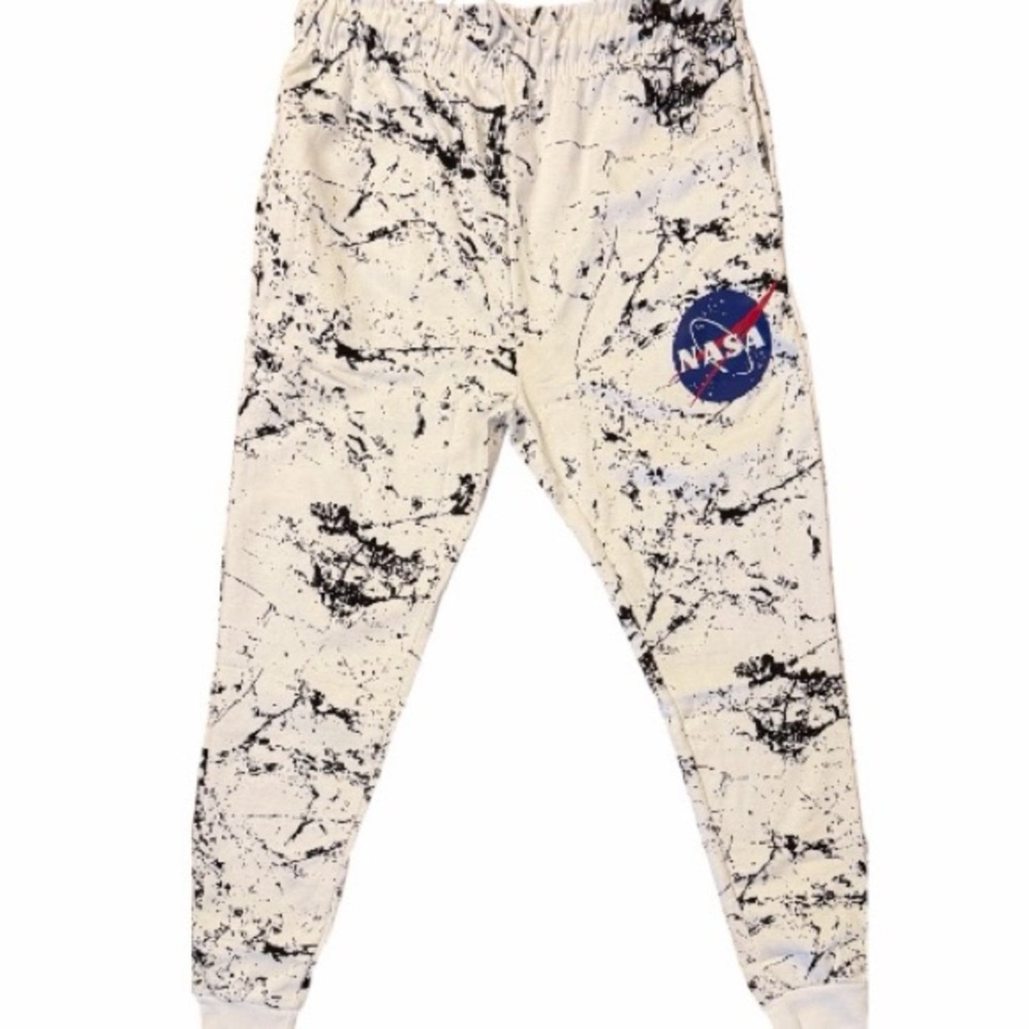NASA WHITE W/ BLACK PAINT SPATTER - NAVY YARD MEN’s MED JOGGERS-SWEATPANTS NWT