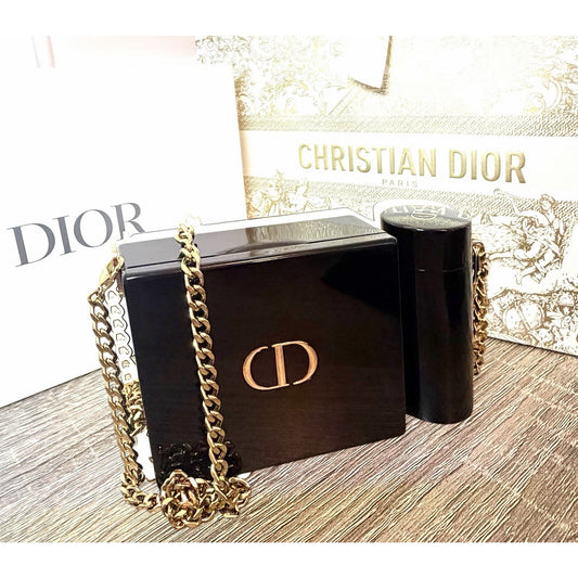 Dior Acrylic Lipstick Clutch Set w Chain + 4 Lipsticks + Duster + Box