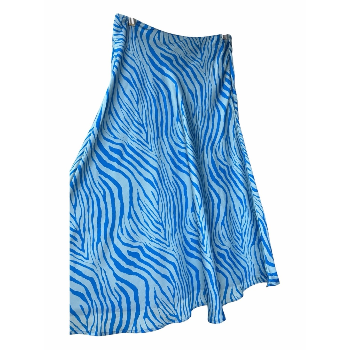 NWT Blue Ivory Zebra Print Midi Skirt Size M Coastal Resort Vacation Style