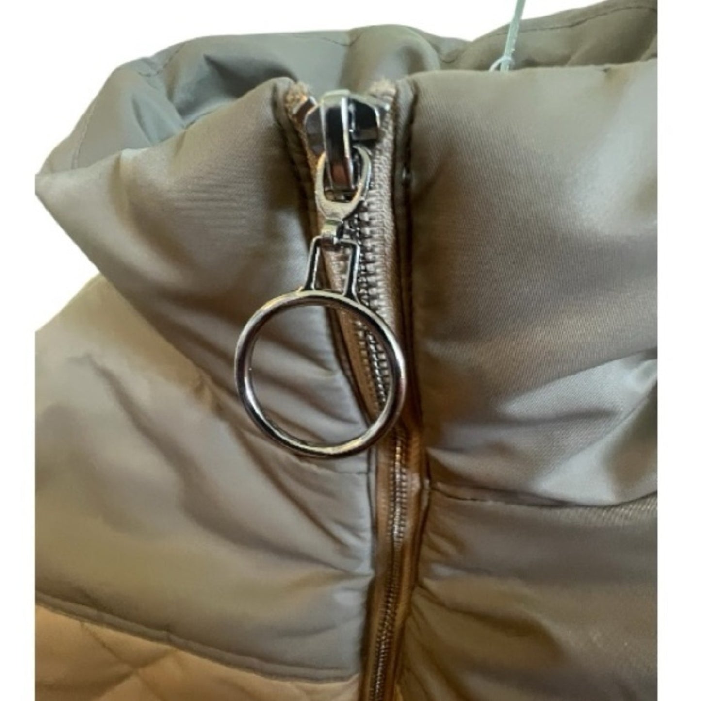 We Wore What Puffer Jacket in Beige/ Sage Color Blocked Women's Size XS NWT