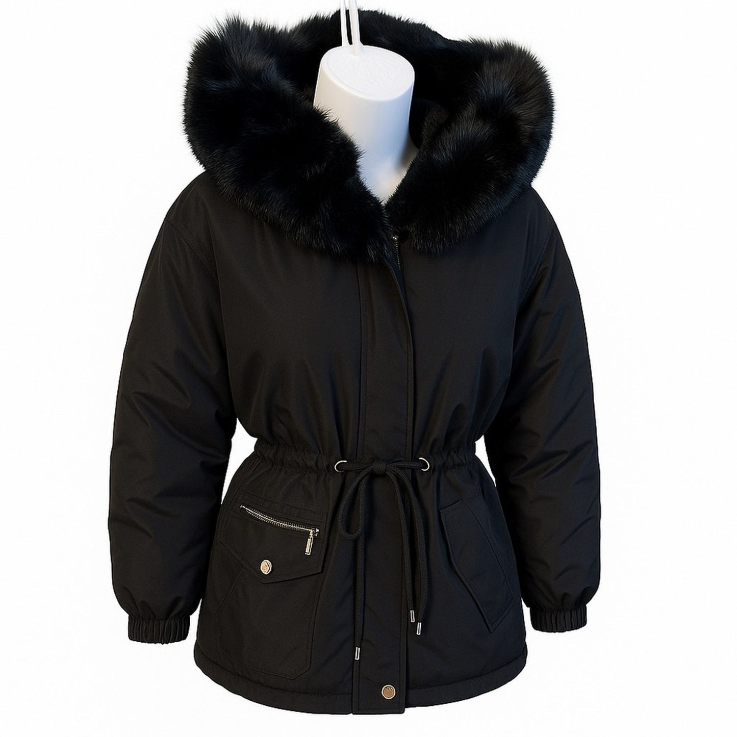 NWT XINDAIER Faux Fur Trim Hooded Parka - Black Women’s L