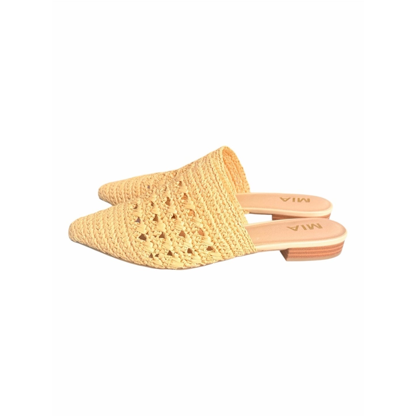 MIA Jany Natural Woven Raffia Pointed Toe Mules Shoes Size 8.5 NIB