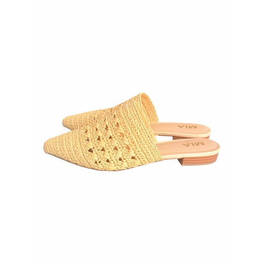 MIA Jany Natural Woven Raffia Pointed Toe Mules Shoes Size 8.5 NIB