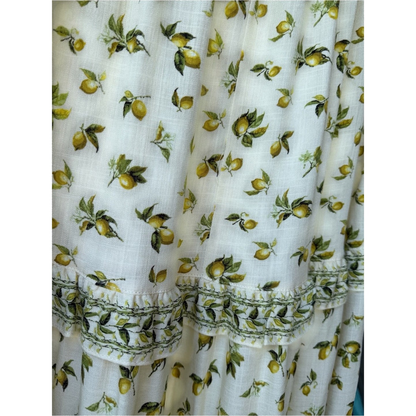MAX STUDIO London Lemon Citrus Tiered Boho Maxi Skirt XL Coastal Grandma Vibe