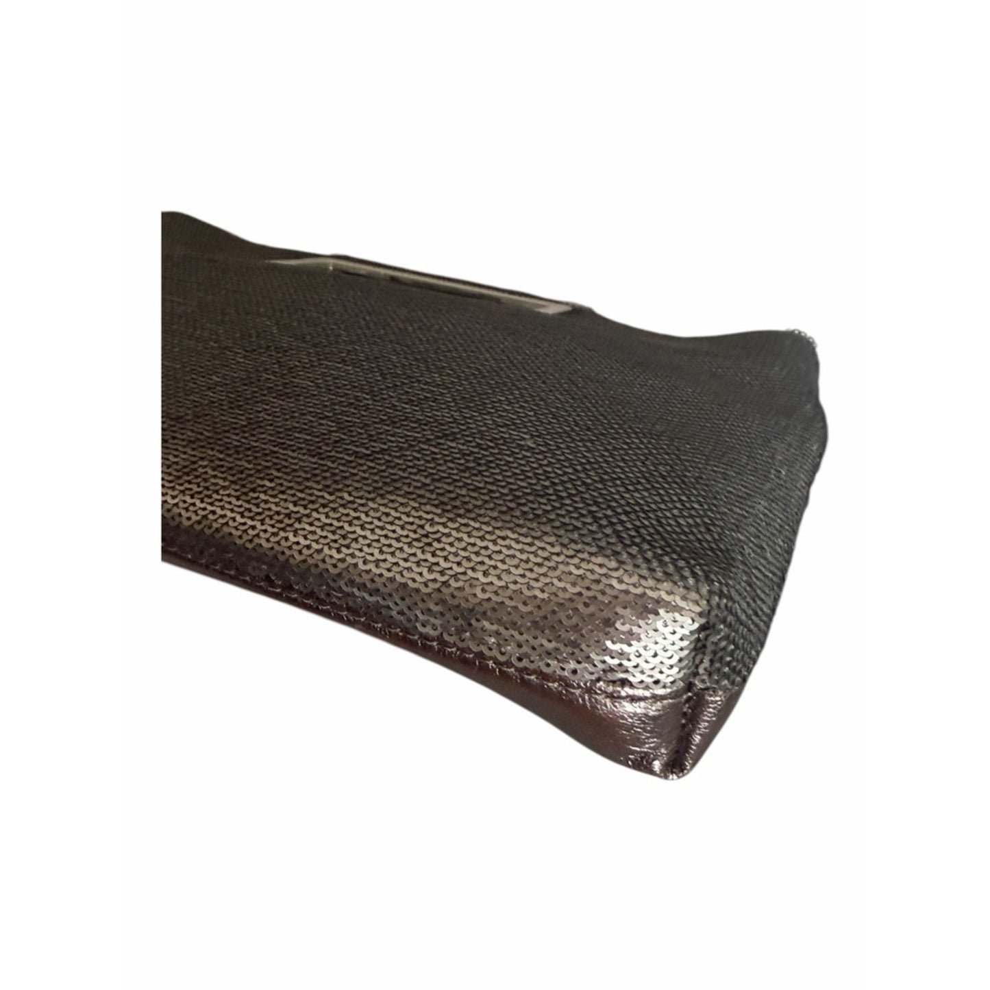 NWT INC Judith Dark Silver Sequin Clutch Crossbody Evening Wedding Bag