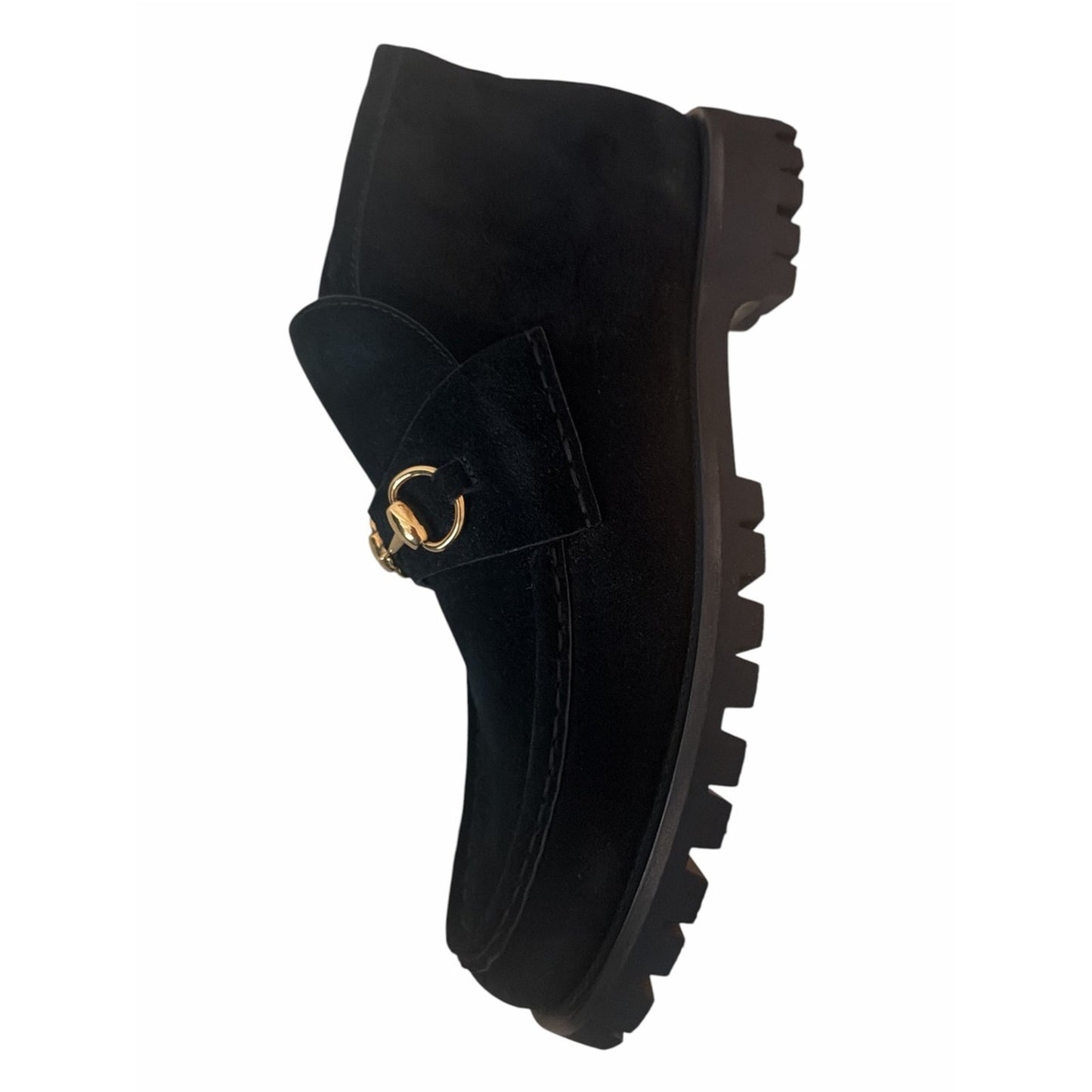 Gucci Horsebit Black Suede Lug Sole Ankle Boots Size 40 NIB