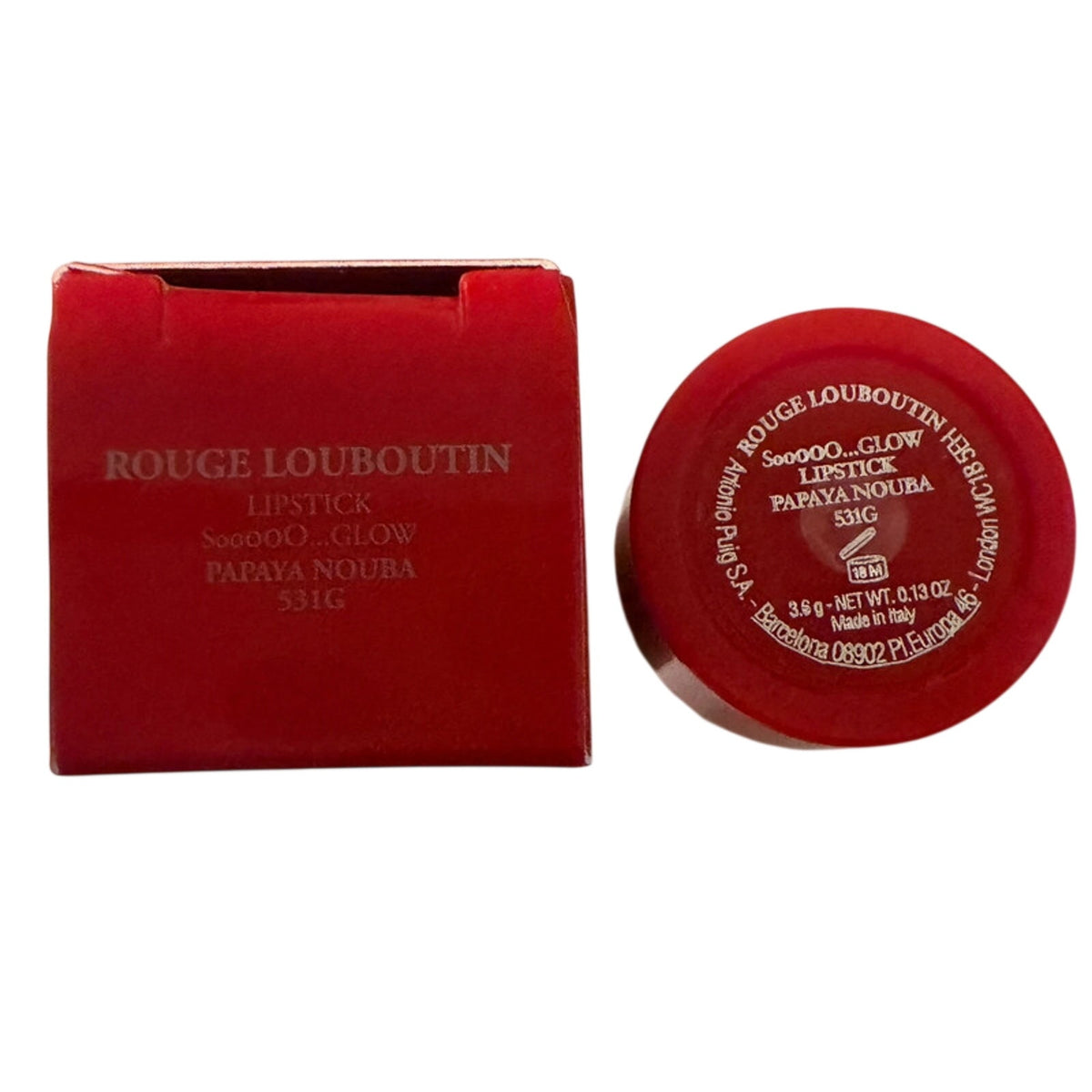 Christian Louboutin Red Refillable Lipstick Case + Papaya Nouba 531G