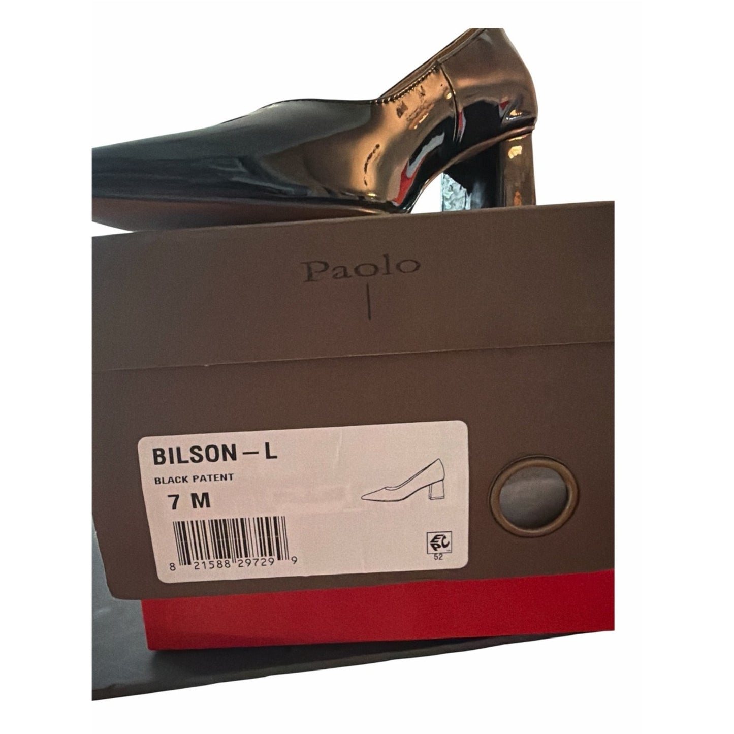Paolo Bilson-L Black Patent Pointed Toe Block Heel Pumps 7M NIB Dust Bags
