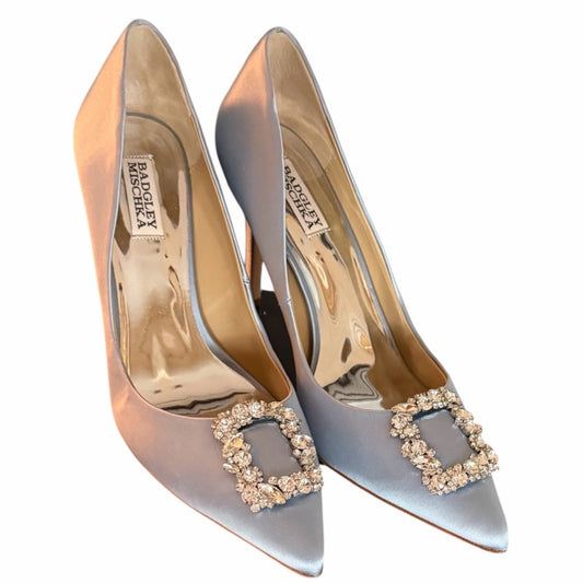 Badgley Mischka Cher Satin Crystal Pumps Blue- Size 11