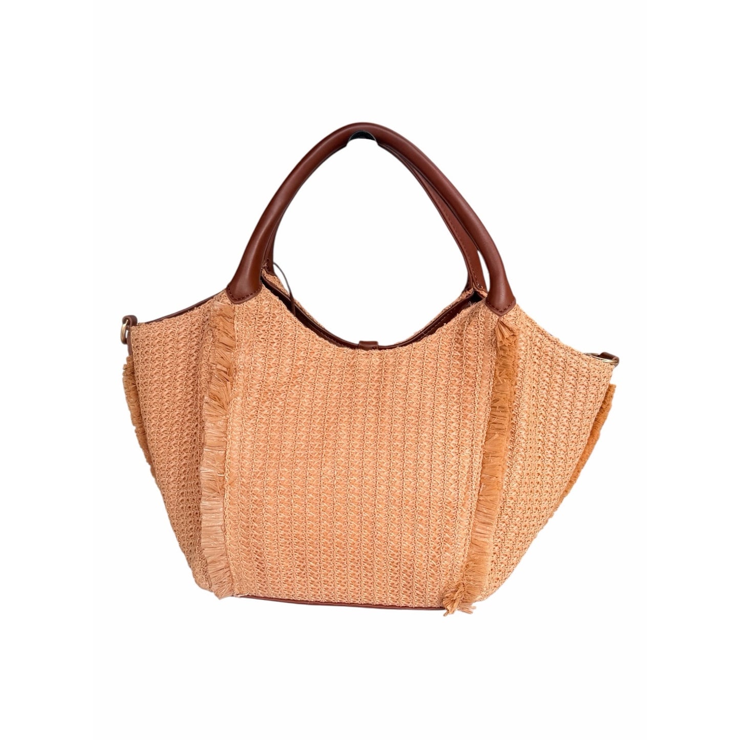 Sam Edelman Irina Large Raffia Woven Tote Bag Cognac NWT Crossbody Strap