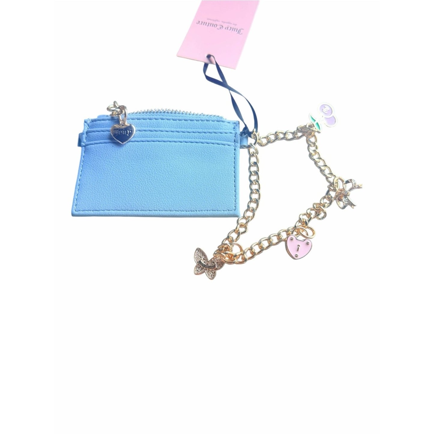 Juicy Couture Baby Blue Charm Card Case Wallet NWT+ Box