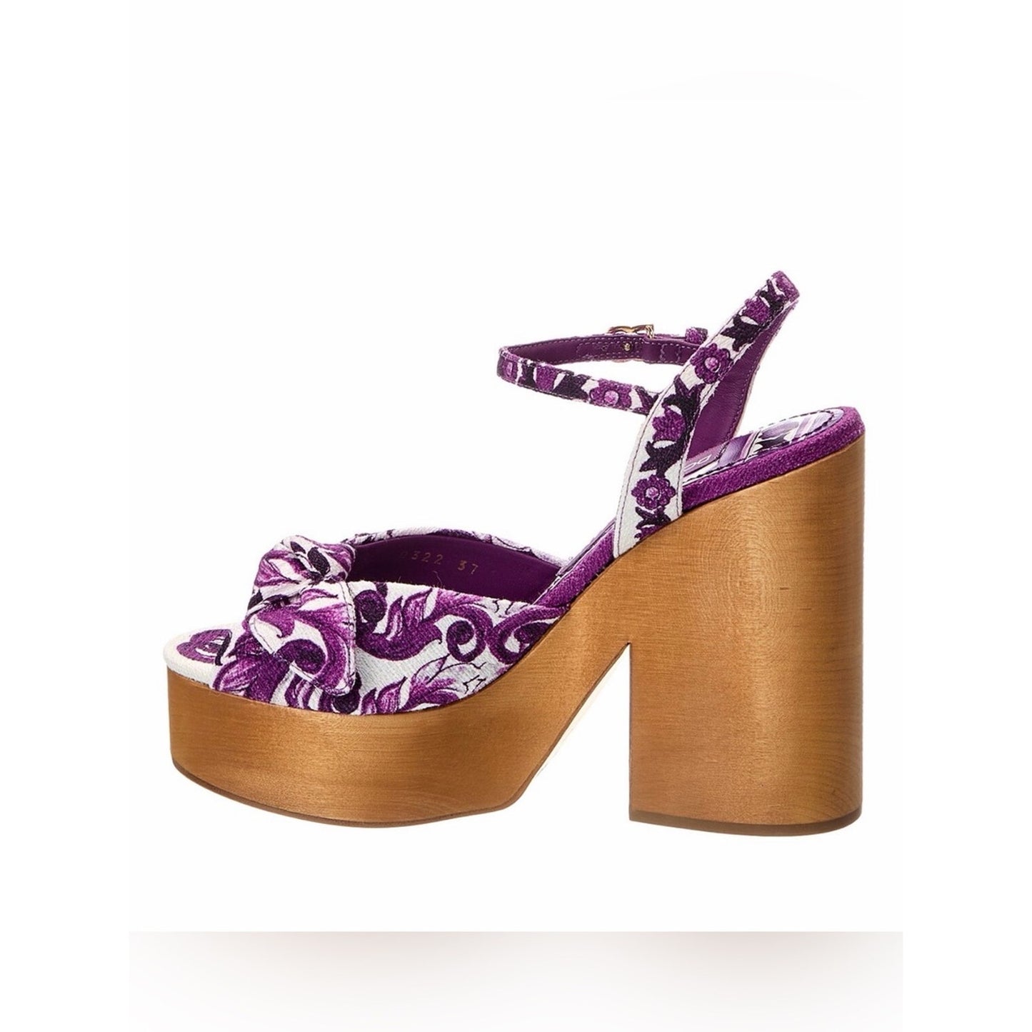 Dolce & Gabbana 70s Maiolica Purple Platform Sandals Heels 39 NIB