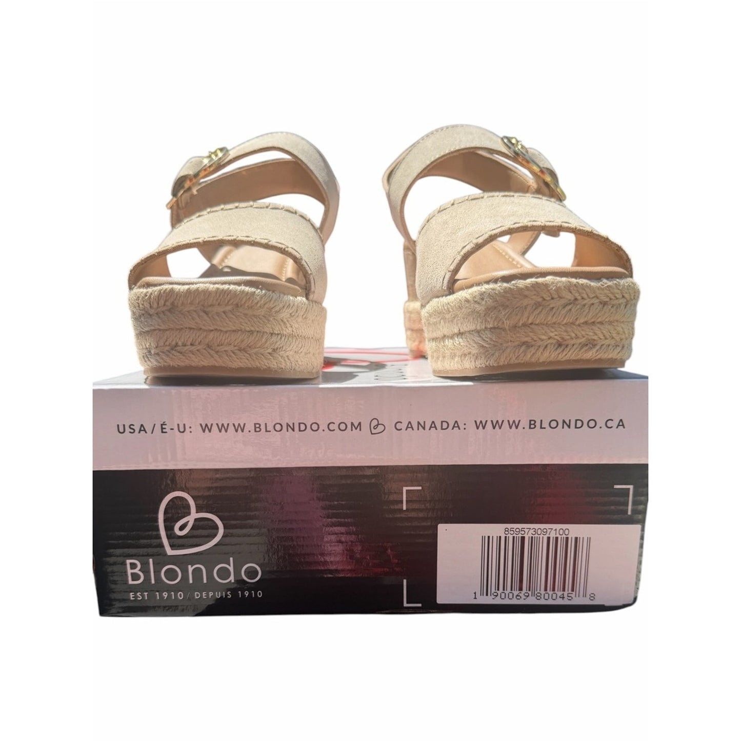 Blondo Leather Espadrille Wedge Sandals Nude Beige Size 10 NEW In Box