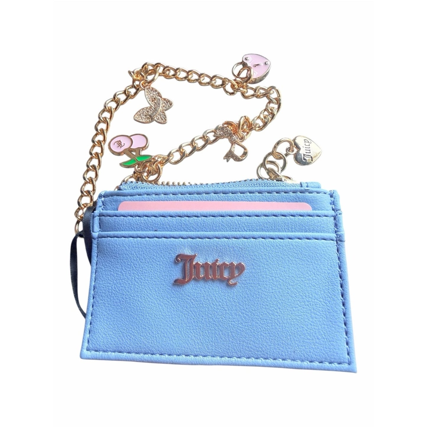 Juicy Couture Baby Blue Charm Card Case Wallet NWT+ Box