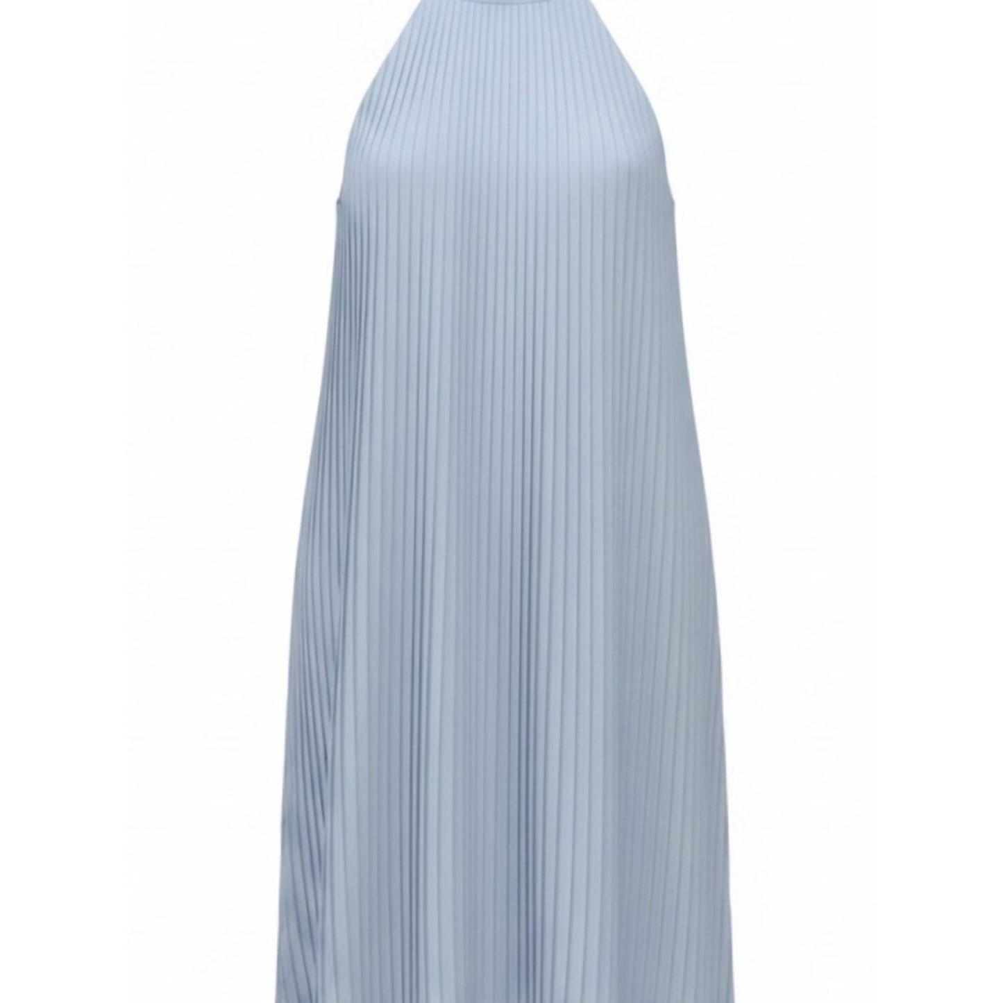 NWT Hermoza Corinne Pleated Halter Shift Dress | Blue Moon | Medium | MSRP $258